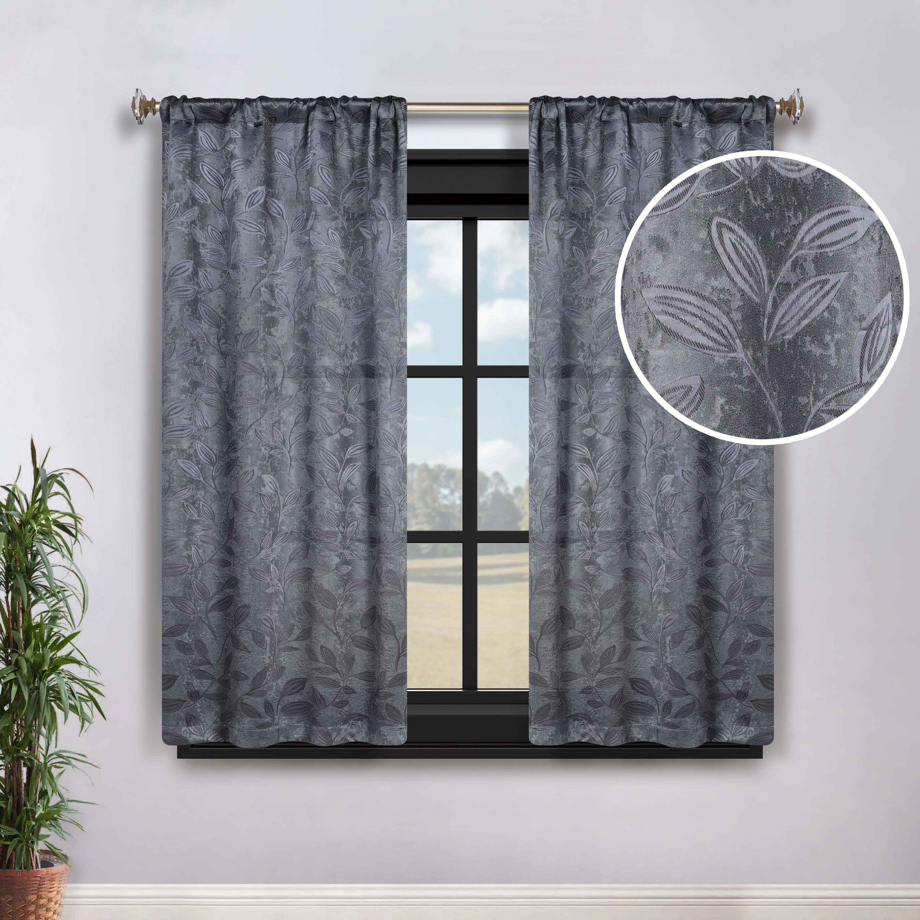 Leaves Room Darkening Washable Blackout Curtain Panels, Set of 2 - Blackout Curtains by Superior