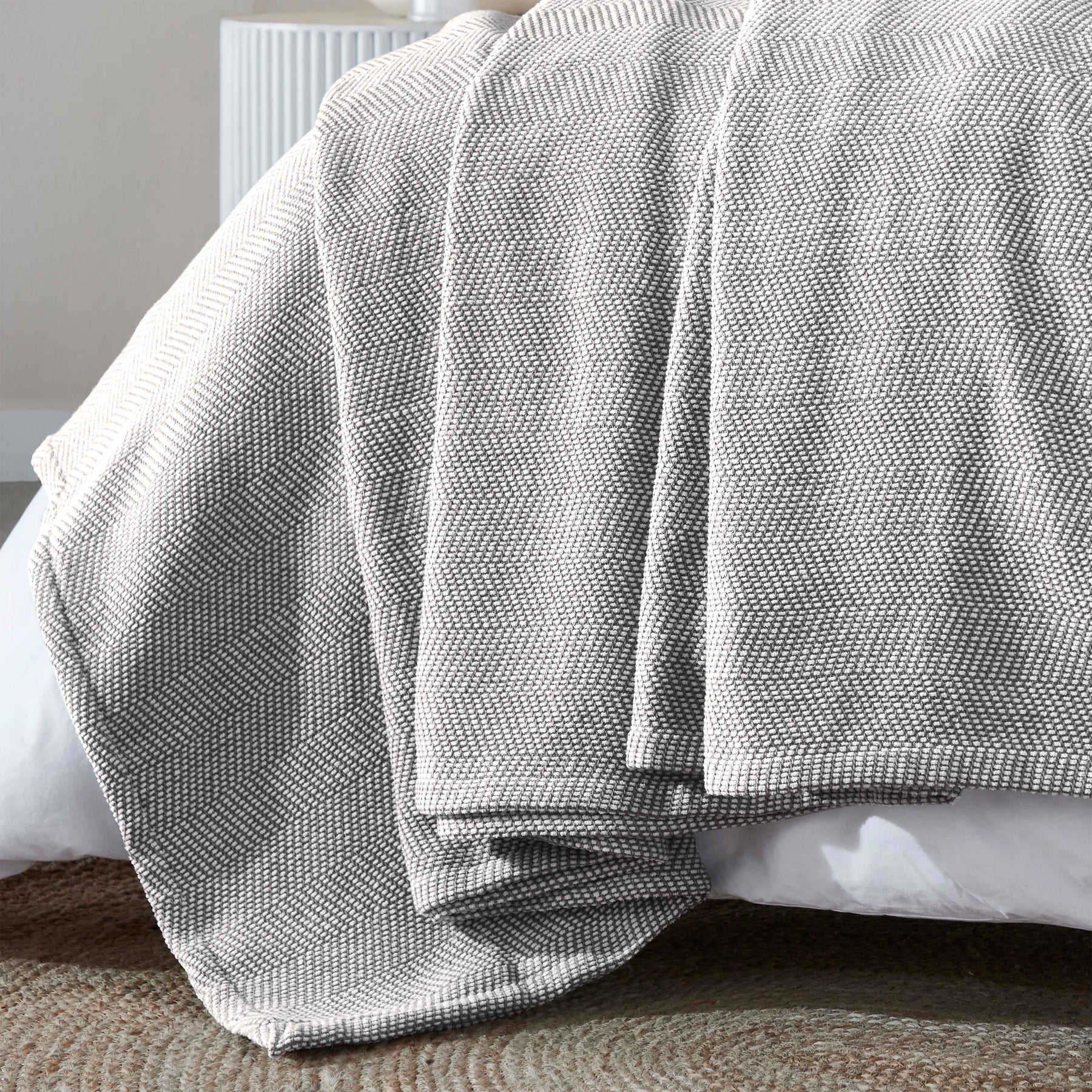 Maya Chenille Herringbone Soft Textured Medium Weight Cotton Blanket