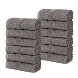 Napa Zero Twist Cotton Solid Waffle Face Towel Washcloth Set of 12 - Towel Set by Superior