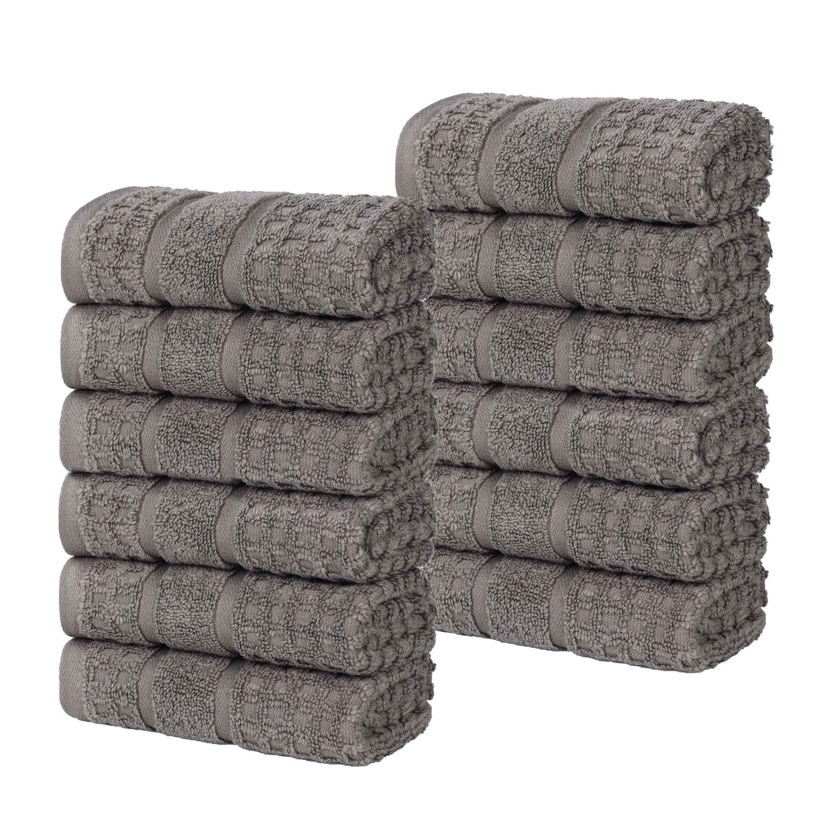 Napa Zero Twist Cotton Solid Waffle Face Towel Washcloth Set of 12