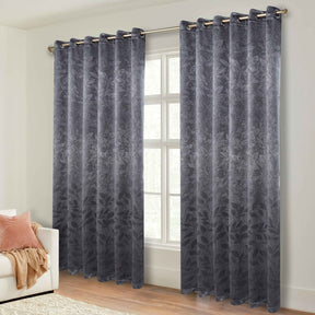 Leaves Room Darkening Grommet Blackout Curtain Panels, Set of 2 - Charcoal