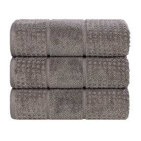 Napa Zero Twist Cotton Solid Waffle Honeycomb Bath Towel Set of 3