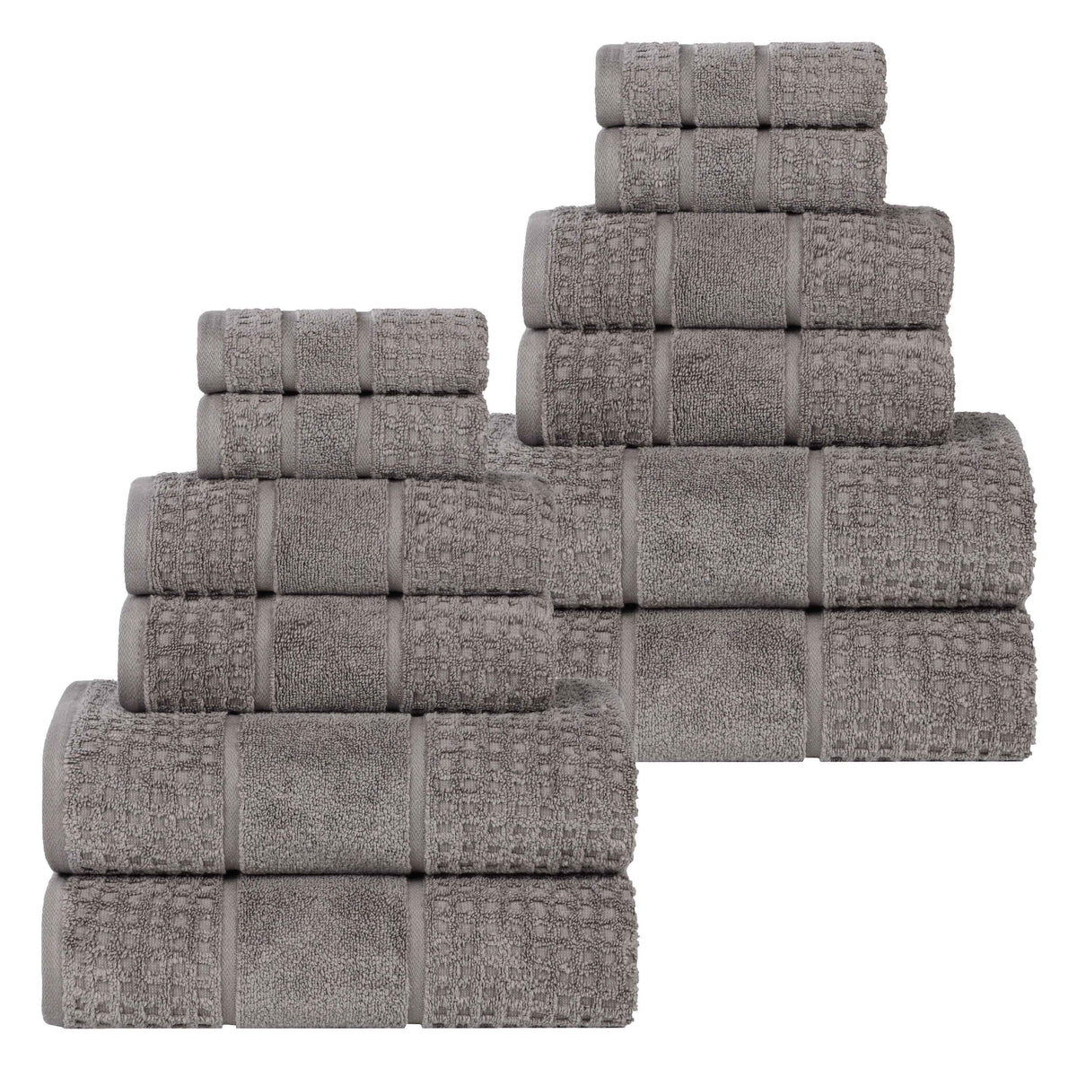 Napa Zero Twist Cotton Solid Waffle Honeycomb 12 Piece Towel Set