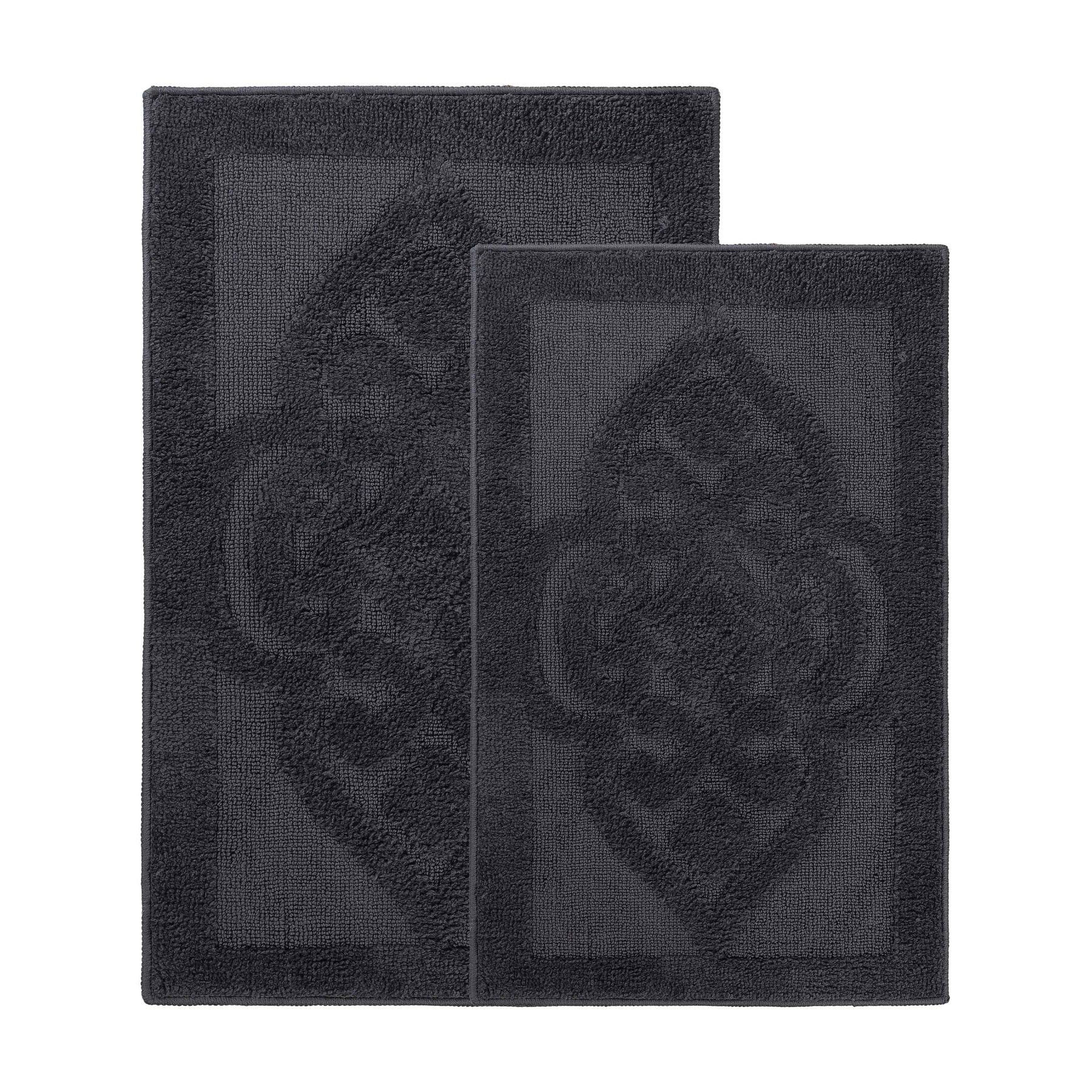 Myra Medallion Textured Jacquard Machine Washable Bath Rugs, Set of 2