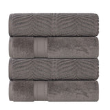 Chevron Zero Twist Solid and Jacquard Soft Cotton Bath Towel Set of 4 - Bath Towel by Superior