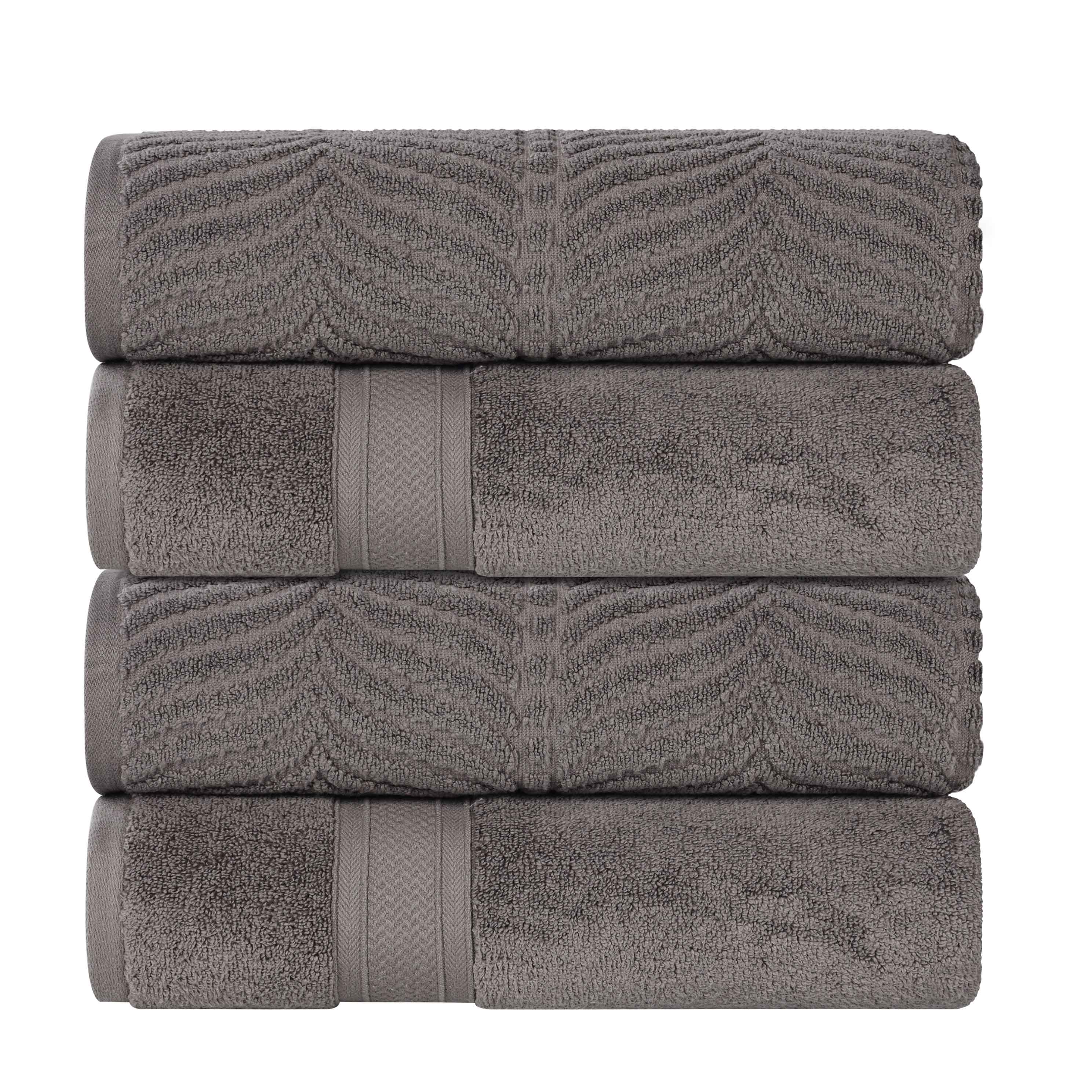 Chevron Zero Twist Solid and Jacquard Soft Cotton Bath Towel Set of 4 - Bath Towel by Superior