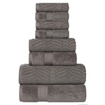 Chevron Zero Twist Solid and Jacquard Cotton 8 Piece Towel Set - Towel Set by Superior