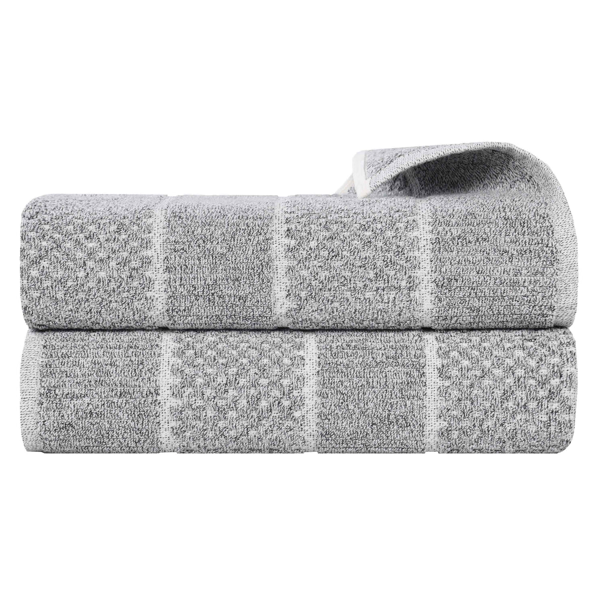 Naples Cotton Blend Textured Checkered & Ribbed Bath Sheets, Set of 2