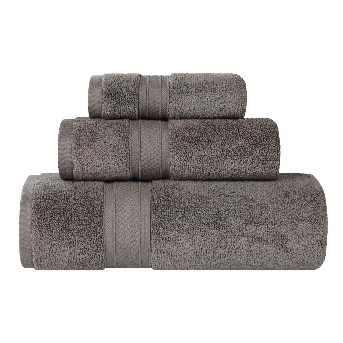 Chevron Zero Twist Solid Soft Absorbent Cotton 3 Piece Towel Set