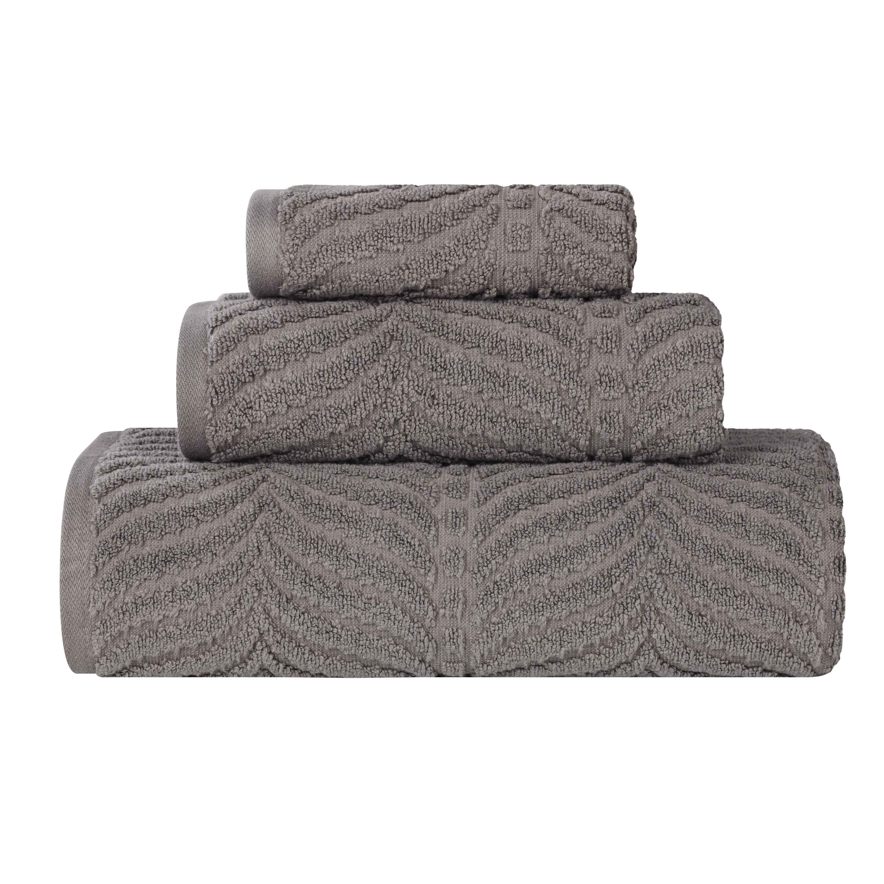 Chevron Zero Twist Jaquard Cotton 3 Piece Bathroom Towel Set - Towel Set by Superior