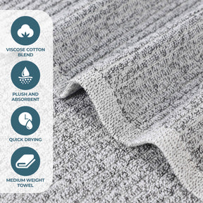 Destin Cotton Blend Textured Ribbed Face Towels Washcloths, Set of 12