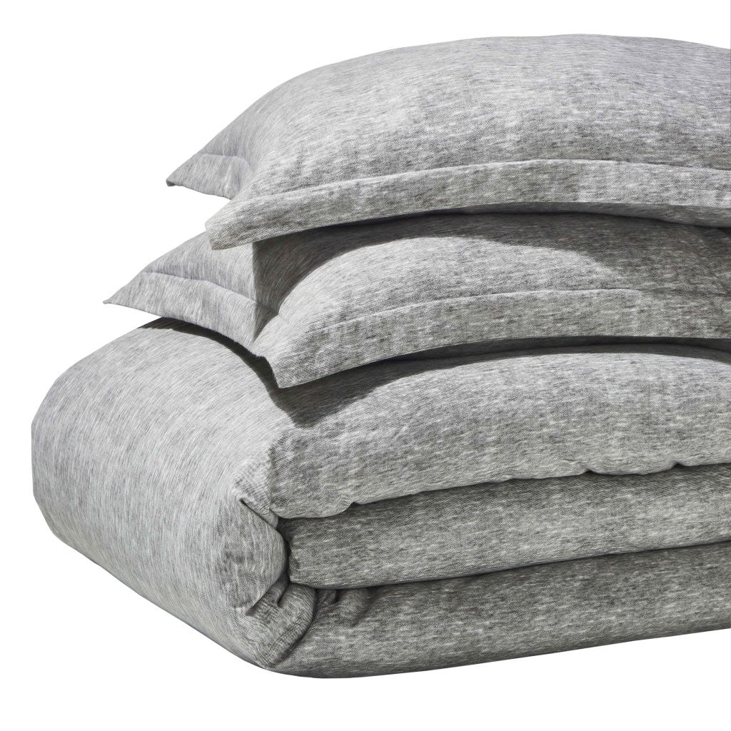 Melange Flannel Cotton Fuzzy Warm Two-Toned Duvet Cover Set