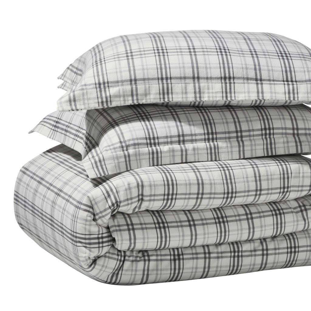 Plaid Flannel Cotton Classic Modern Farmhouse Duvet Cover Set