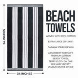 Striped Extra Large Oversized Absorbent Quick Dry Cotton Beach Towel - Beach Towel by Superior