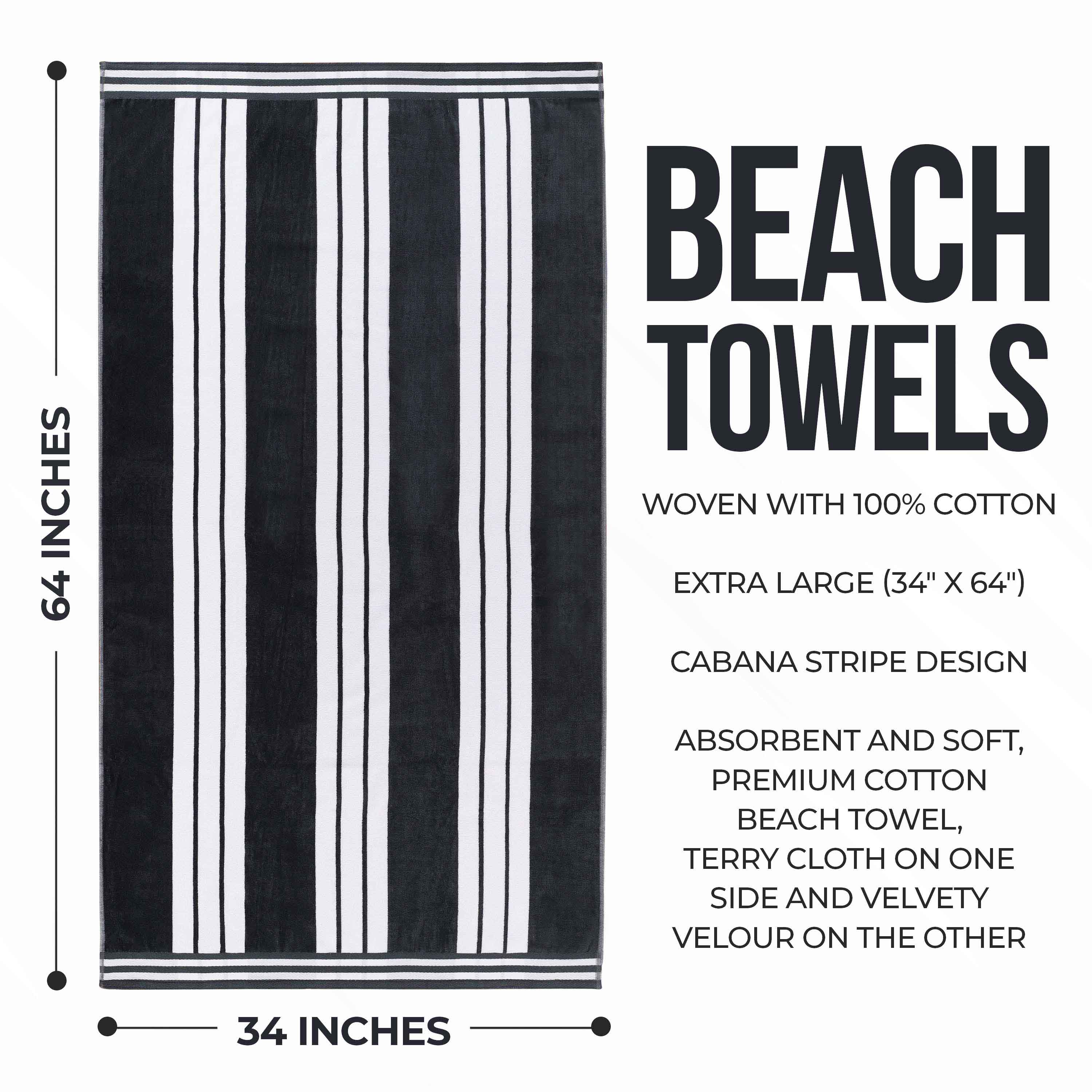 Striped Extra Large Oversized Absorbent Quick Dry Cotton Beach Towel - Beach Towel by Superior