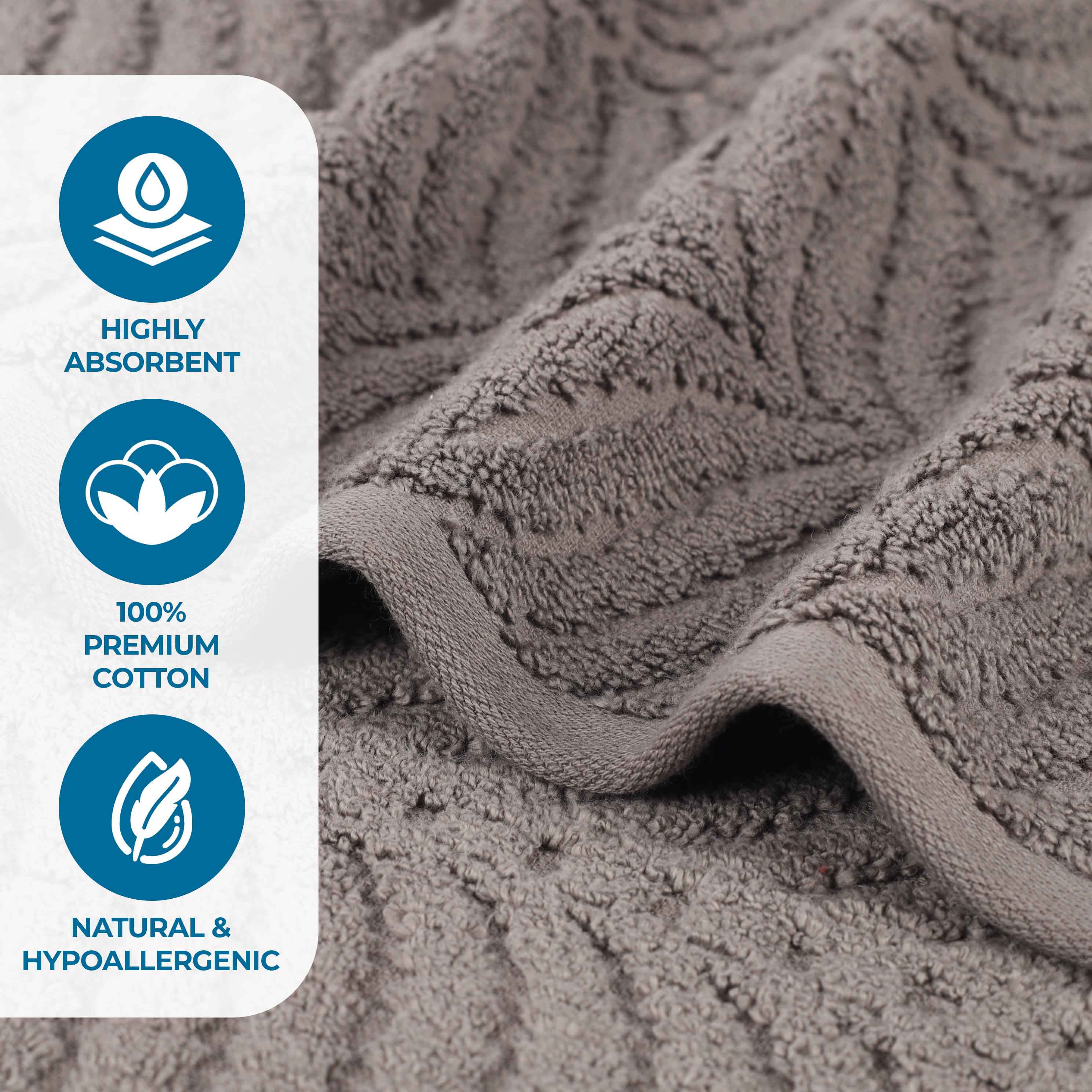 Chevron Zero Twist Solid and Jacquard Soft Cotton 6 Piece Towel Set - Towel Set by Superior