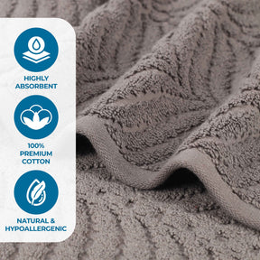 Chevron Zero Twist Solid and Jacquard Soft Cotton 6 Piece Towel Set