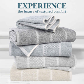 Naples Cotton Blend Textured Checkered and Ribbed 9 Piece Towel Set