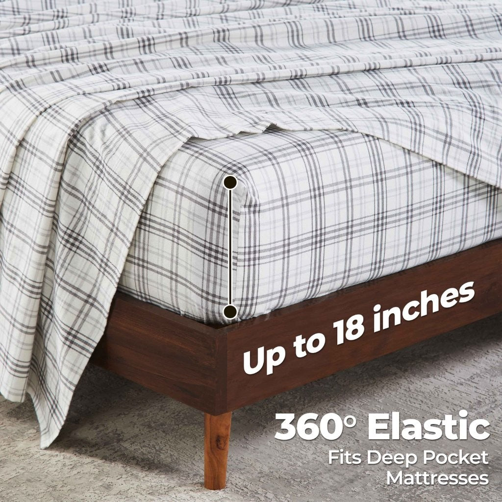 Plaid Flannel Cotton Classic Modern Farmhouse Deep Pocket Sheet Set