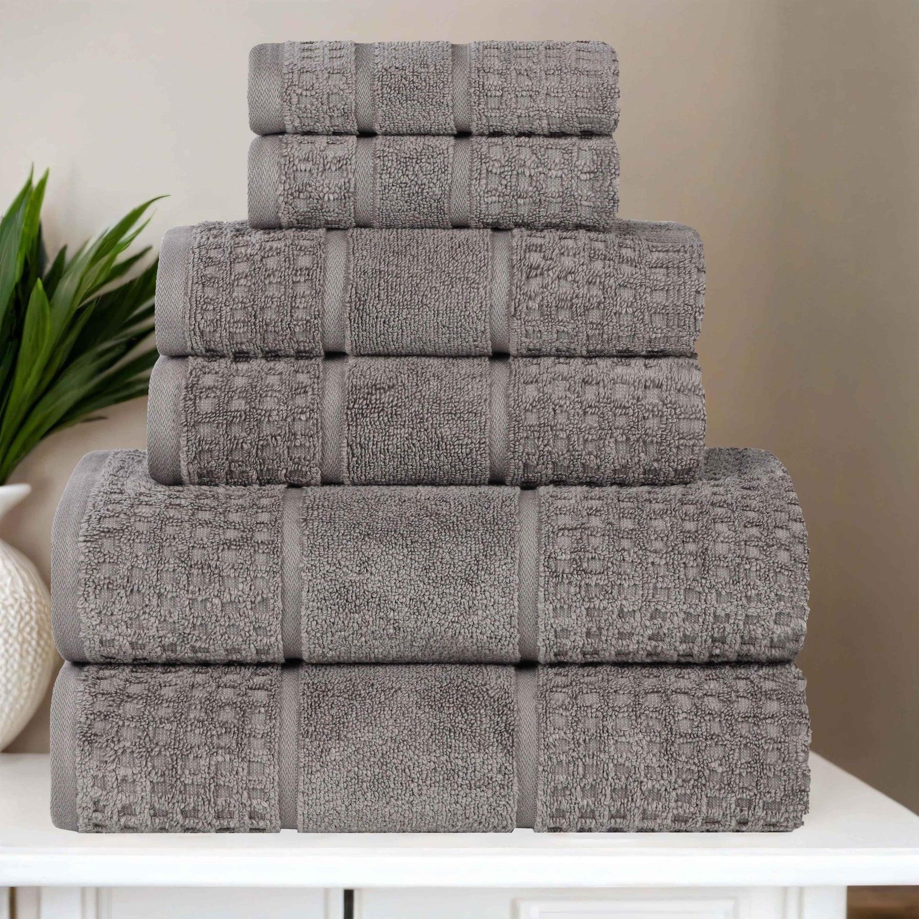 Napa Zero Twist Cotton Solid Waffle Honeycomb 6 Piece Towel Set