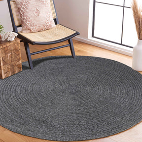 Bohemian Braided Indoor Outdoor Rugs Solid Round Area Rug - Charcoal