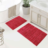 2 Piece Cotton Checkered Solid Non Slip Bath Rug Set - Bath Rugs by Superior