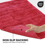 2 Piece Cotton Checkered Solid Non Slip Bath Rug Set - Bath Rugs by Superior