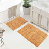 2 Piece Cotton Checkered Solid Non Slip Bath Rug Set - Bath Rugs by Superior