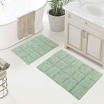 2 Piece Cotton Checkered Solid Non Slip Bath Rug Set - Bath Rugs by Superior