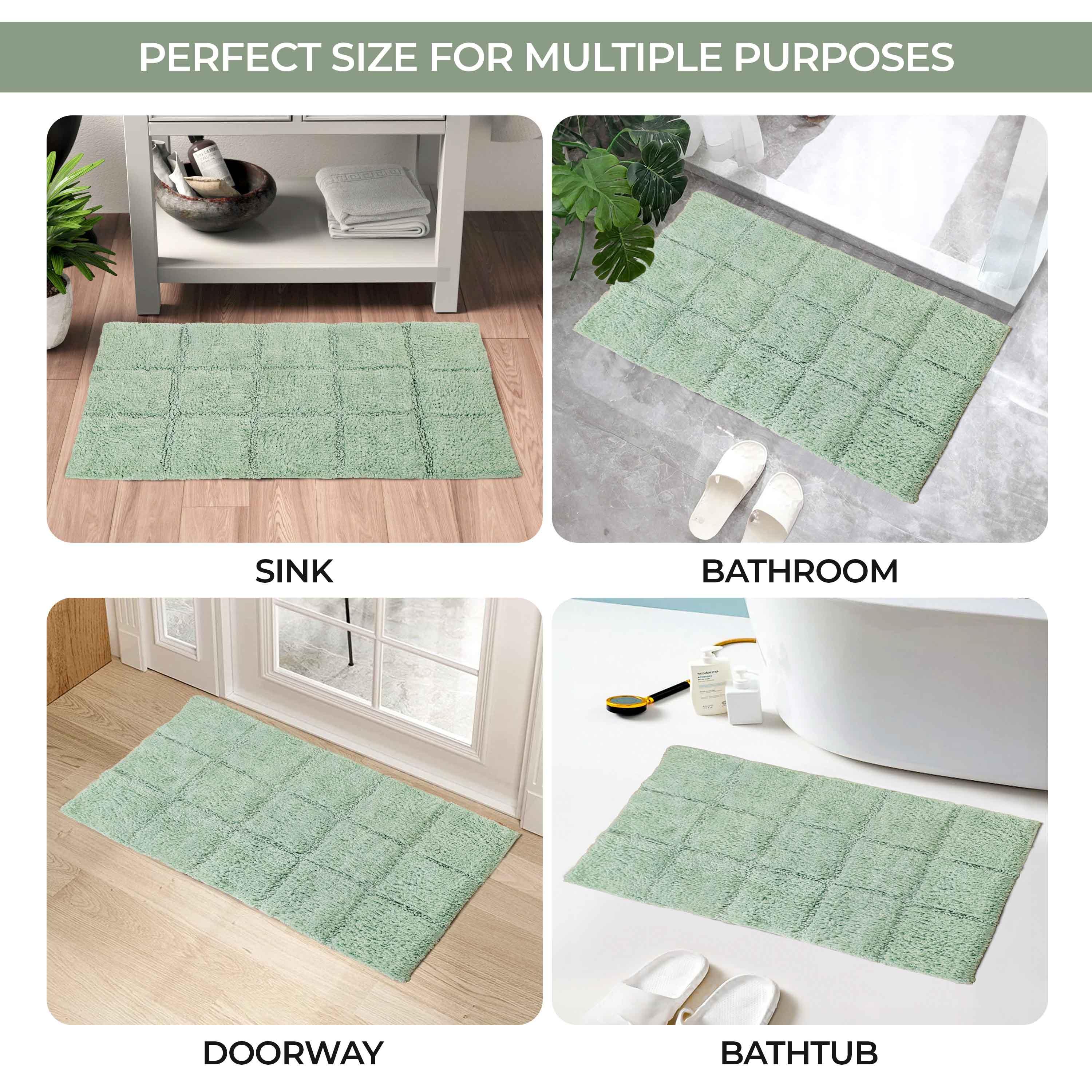 2 Piece Cotton Checkered Solid Non Slip Bath Rug Set - Bath Rugs by Superior