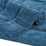 2 Piece Cotton Checkered Solid Non Slip Bath Rug Set - Bath Rugs by Superior