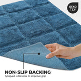 2 Piece Cotton Checkered Solid Non Slip Bath Rug Set - Bath Rugs by Superior