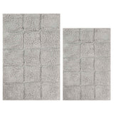 2 Piece Cotton Checkered Solid Non Slip Bath Rug Set - Bath Rugs by Superior