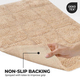 2 Piece Cotton Checkered Solid Non Slip Bath Rug Set - Bath Rugs by Superior