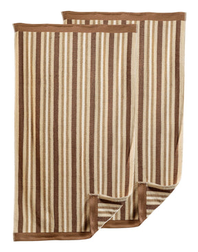 Cotton Striped 2 Piece Bath Sheet Set - Chocolate