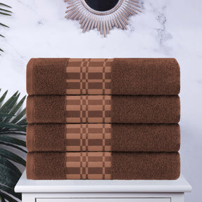 Larissa Cotton Geometric Border Bath Towel Set of 4