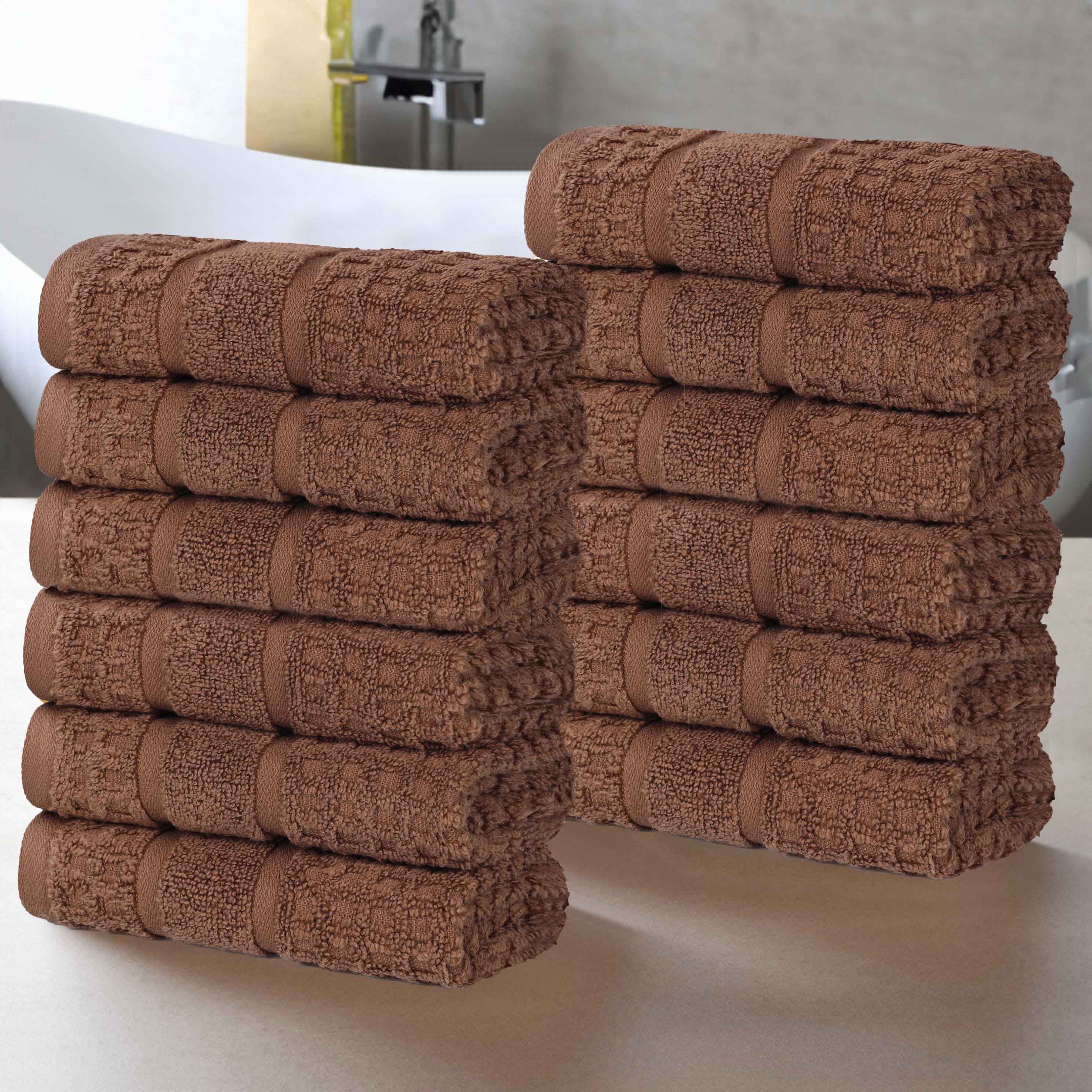 Napa Zero Twist Cotton Solid Waffle Face Towel Washcloth Set of 12 - Towel Set by Superior