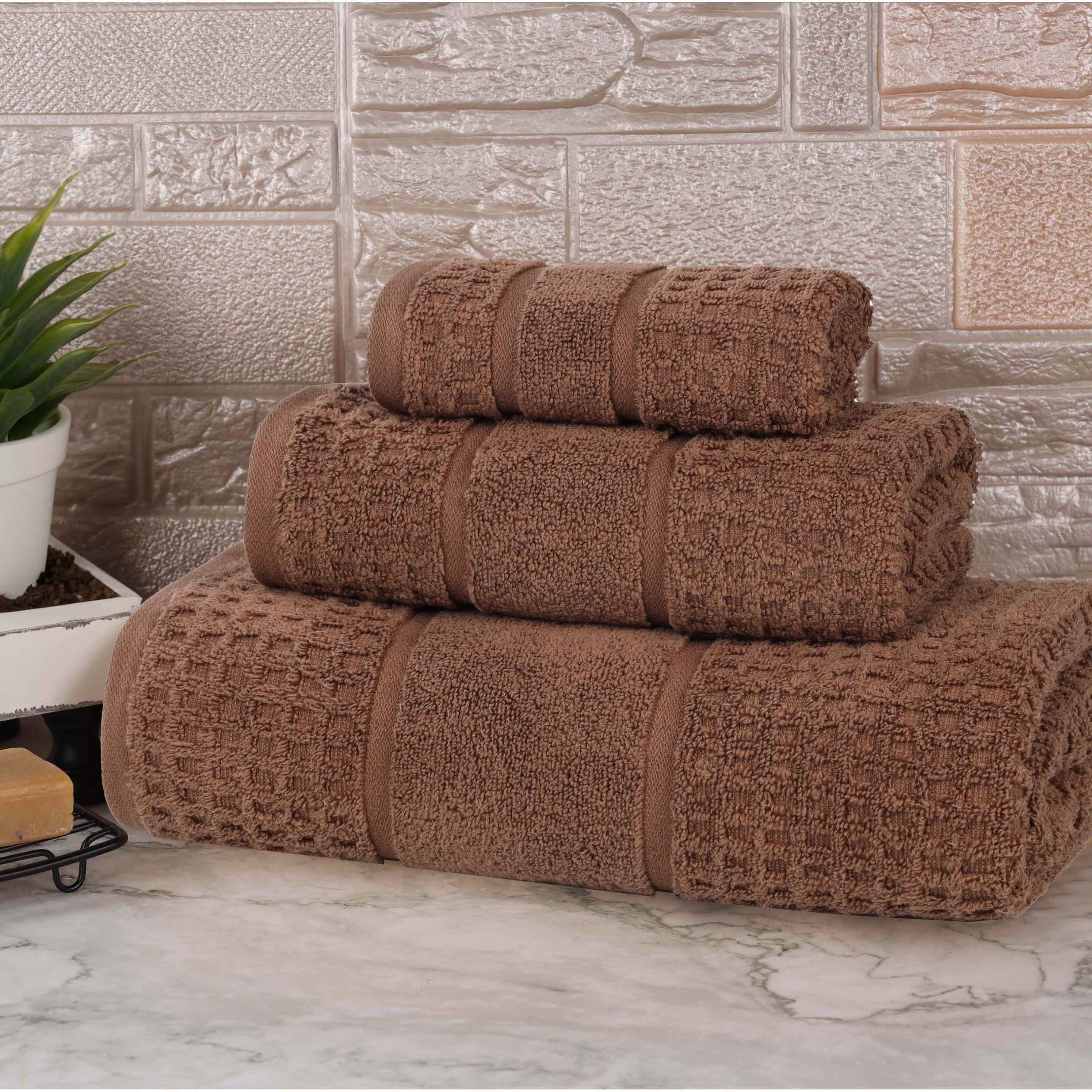 Napa Zero Twist Cotton Solid Waffle Honeycomb 3 Piece Towel Set - Towel Set by Superior