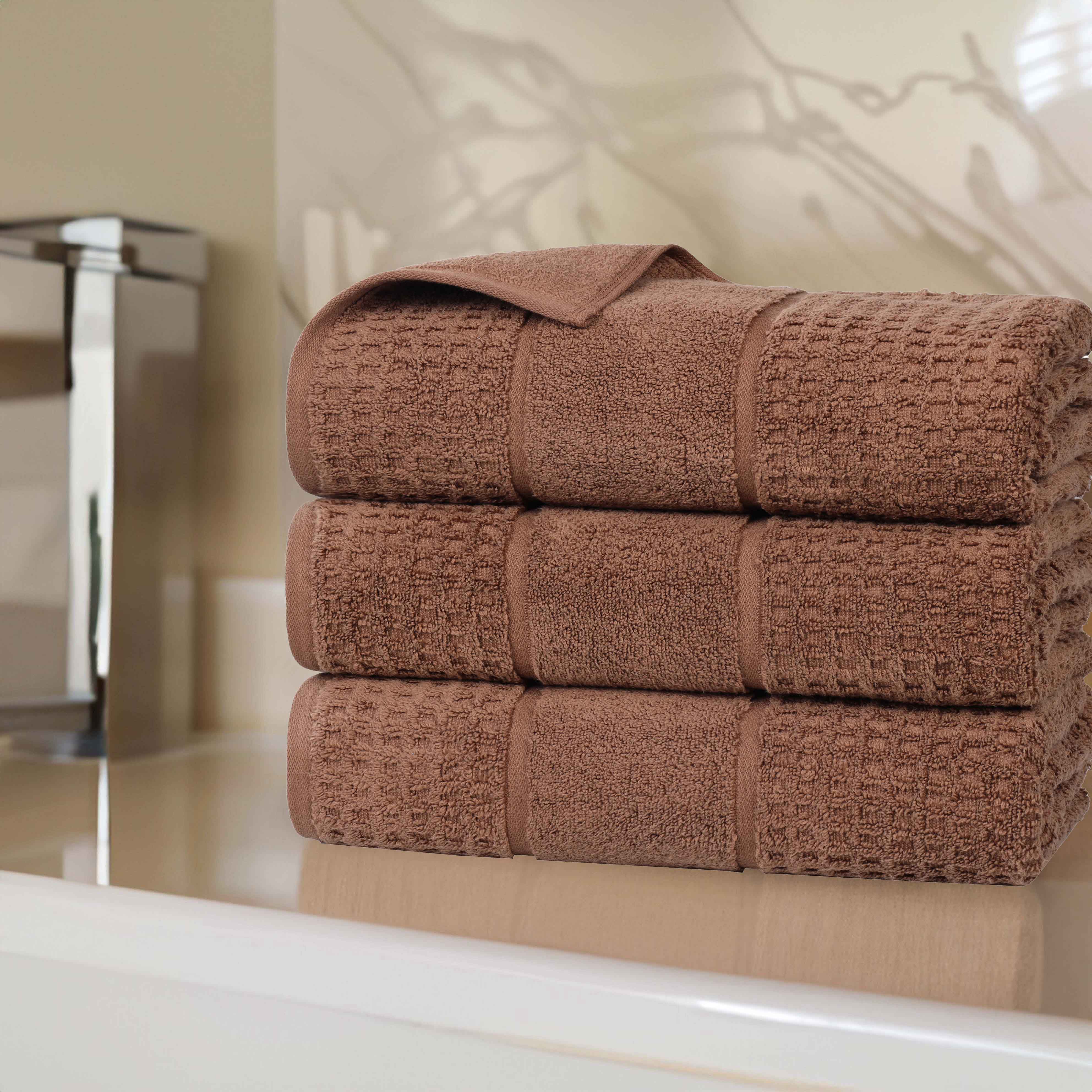 Napa Zero Twist Cotton Solid Waffle Honeycomb Bath Towel Set of 3 - Bath Towel by Superior