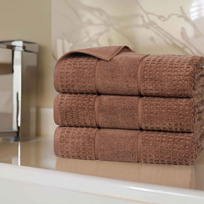 Napa Zero Twist Cotton Solid Waffle Honeycomb Bath Towel Set of 3