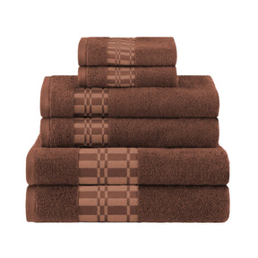 Larissa Cotton Geometric Border 6 Piece Assorted Towel Set