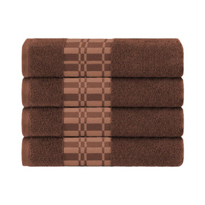 Larissa Cotton Geometric Border Bath Towel Set of 4