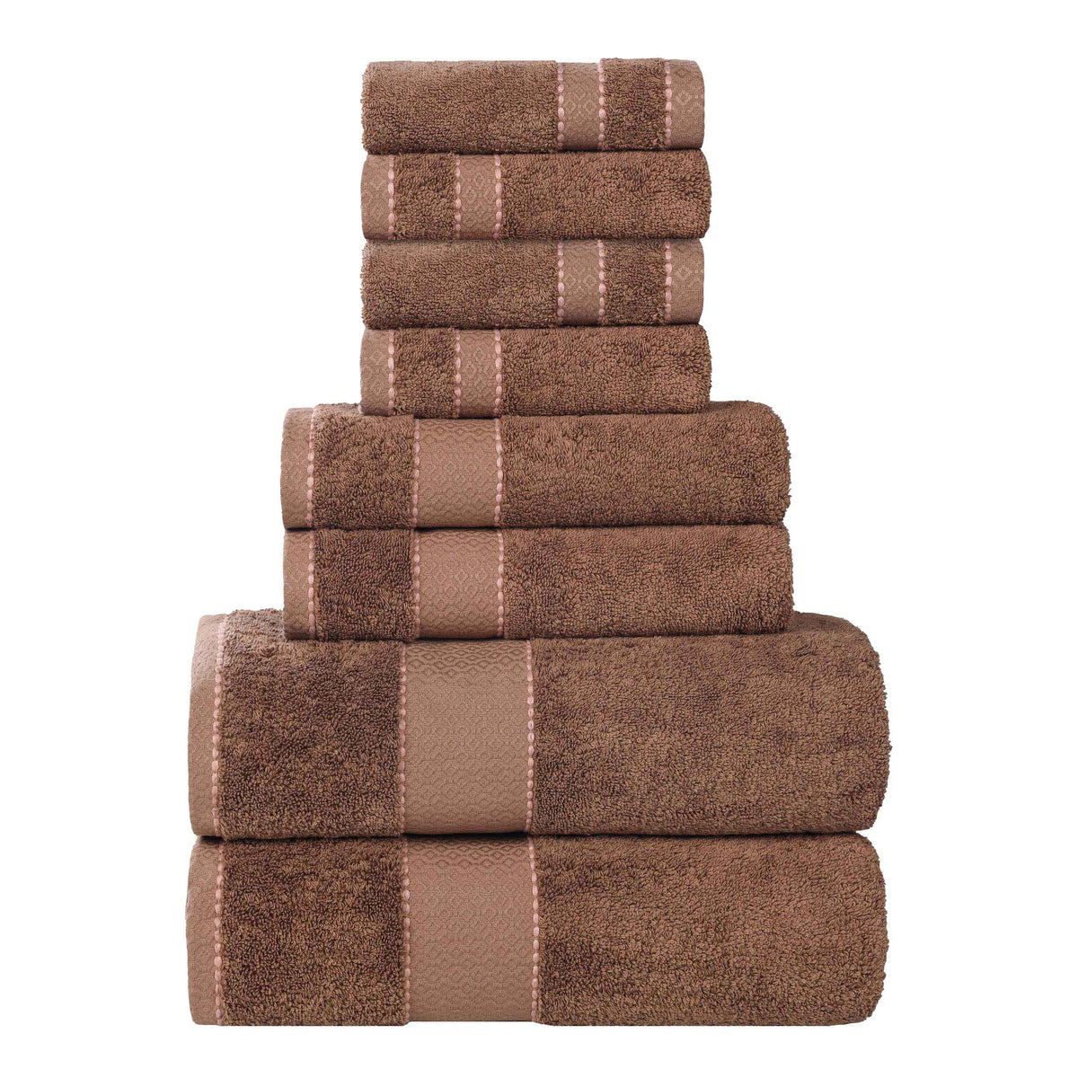 Niles Egyptian Giza Cotton Plush Heavyweight Soft 8 Piece Towel Set - Chocolate