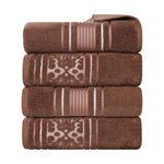 Sadie Zero Twist Cotton Solid and Jacquard Floral Bath Towel Set of 4 - Bath Towel by Superior