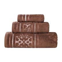 Sadie Zero Twist Cotton Floral Jacquard Absorbent 3 Piece Towel Set