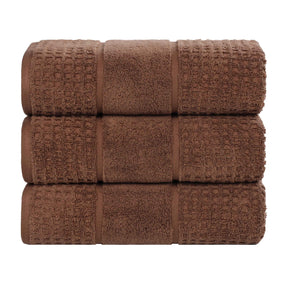 Napa Zero Twist Cotton Solid Waffle Honeycomb Bath Towel Set of 3