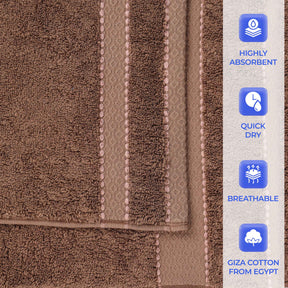 Niles Egyptian Giza Cotton Plush Thick Absorbent Hand Towel Set of 6 - Chocolate