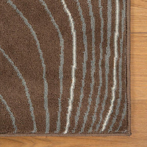 Veer Modern Abstract Wood Grain Indoor Area Rug or Runner Rug - Chocolate