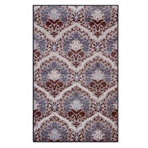 Chloe Floral Damask Non-Slip Washable Indoor Area Rug or Runner - Chocolate