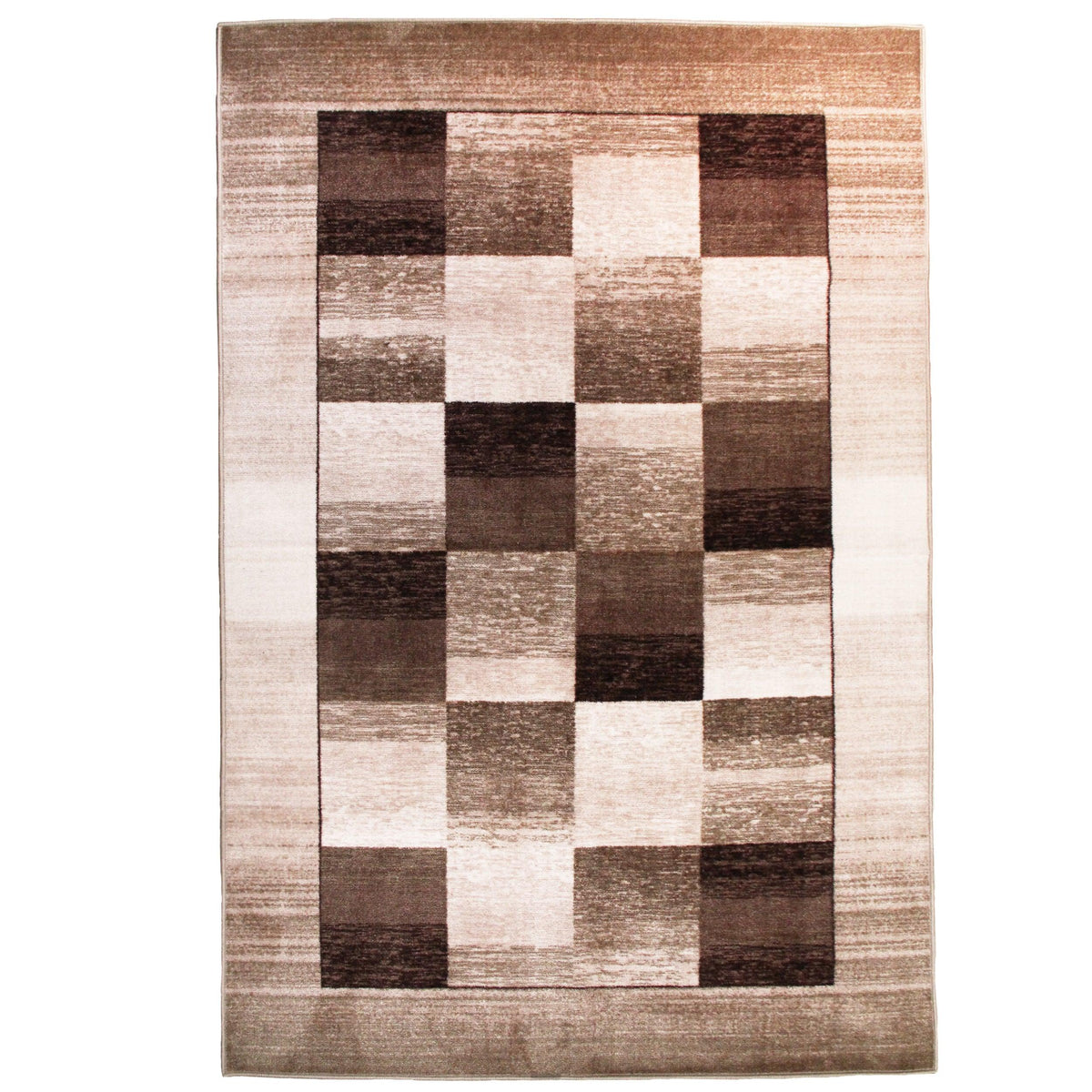 Lockwood Color Block Non-Slip Washable Indoor Area Rug or Runner - Chocolate